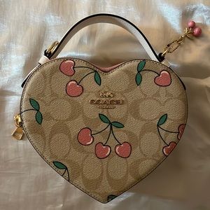 Coach cherry pink heart shaped so cute bag - small